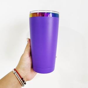 Lot de 4 tasses à café en acier inoxydable à double paroi de 20 oz avec logo personnalisé, finition holographique arc-en-ciel, pour gravure laser tournesol - Product Image 4