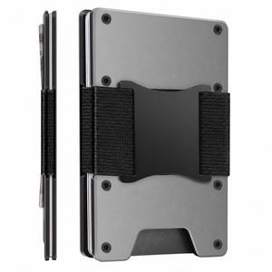 Portefeuille fin en métal pour homme, porte-cartes en alliage d'aluminium avec sangle pour billets, OEM accepté - Product Image 1