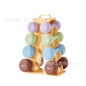 Wooden <b>Dumbbell</b> Rack 4 Layers Solid Wood Storage Organizer For Gym Workout Equipment Indoor Use - Product Image 3