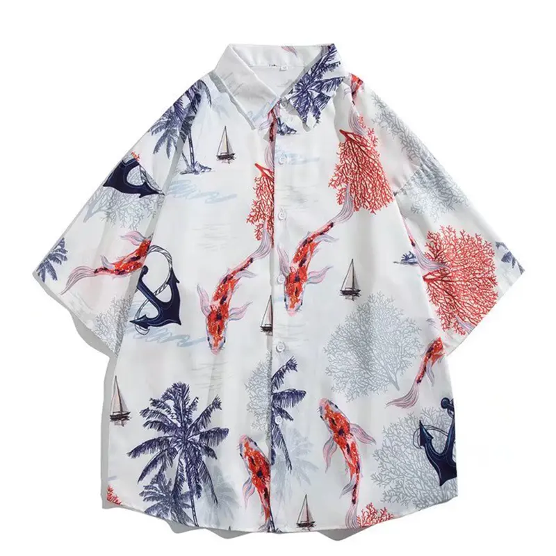 On Sale Printed Design Hawaiian Beach casual Short Sleeve Shirts for man
