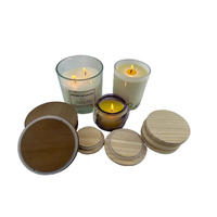 Venta al por mayor, tarro personalizado de 88mm, sellos de tapa de madera, tapa antiderrame para tarros de velas con silicona