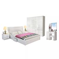 Ensemble de chambre à coucher Queen Size, design moderne brillant, avec coffre de rangement pour lit, lit personnalisé avec chevets