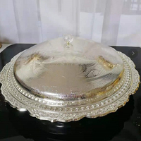 Plateau rond en Bronze et cuivre, pour service à manger en acier inoxydable, 1 pièce, plateau de luxe de haute qualité pour hôtel et Restaurant