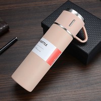 Ensemble Cadeau de Gobelets et Gourde 3 Pièces, Kit Bouteille d'Eau Isotherme de Voyage 3-en-1 avec Poignée
