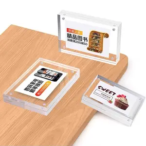 100*70Mm Magnetische Acryl Blok Label Frame Bureau Teken Houder Fotolijst Stand Bureau Papieren Kaart Foto Prijs tag Display