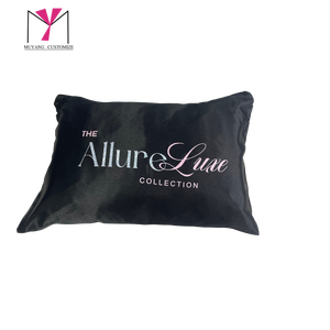 The Allure Luxe Collection Polyester Satin Storage Bags Luxury Screen Printed Zippered Pouches for Hair Extensions - Product Image 3
