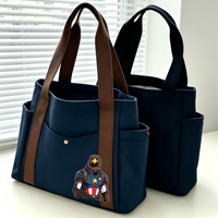 Sac fourre-tout en toile de coton personnalisé avec impression Navy Eagle Hero Corner |   Sac fourre-tout moyen multi-poches pour le quotidien, idéal comme cadeau