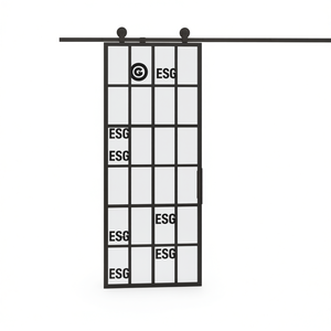 Porte coulissante en verre et aluminium ESG 29,9x80,7 pouces, design minimaliste intérieur noir, isolation phonique - Product Image 1