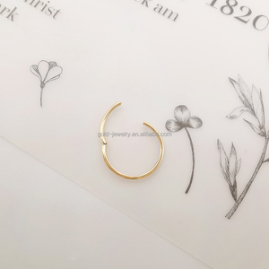 Joyería de <span class=keywords><strong>Piercing</strong></span> de Buena Calidad, Oro Amarillo Real de 14k AU585, Anillos de <span class=keywords><strong>Nariz</strong></span> en Forma de Aro, <span class=keywords><strong>Precio</strong></span> Bajo al por Mayor - Product Image 4