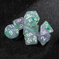 Ensemble de 7 dés polyédriques en acrylique vert et violet avec chiffres blancs pour Dungeons & Dragons, MTG et jeux de rôle de table