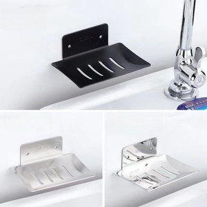 Boseki Wall Mounted Metal Soap Dish Rectangular Minimalist Design Self Drain <b>Black</b> Finish <b>Bathroom</b> <b>Shelf</b> - Product Image 5