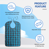 Vente en gros de bavoirs à carreaux multicolores de haute qualité protecteurs de vêtements durables et réutilisables imperméables pour les personnes âgées qui mangent et se nourrissent
