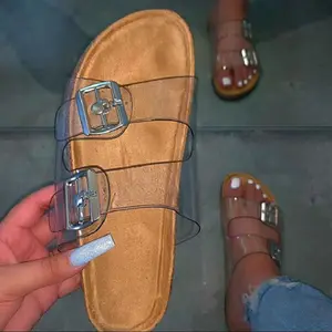 Fashion Two strap Sexy Lady Clear Slide Sandals Slipper