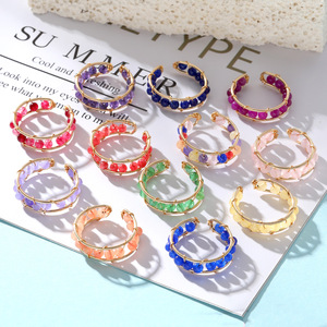 Anillos de Cristal Natural Triturado Hechos a Mano con Engaste de Canal, Joyería Tejida Unisex para Uso Diario - Product Image 1