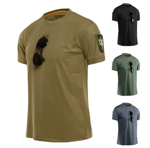 DFP905 Stock pour la vente en gros T-shirt d'été à col rond et manches courtes avec poche sur le bras et boucle de suspension pour lunettes sur la poitrine - Product Image 2