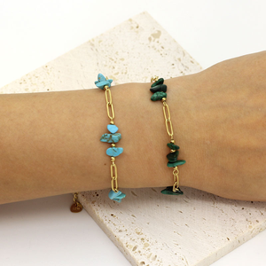 Pulsera de Piedras de Ojo de Tigre Estilo Boho al por Mayor con Cadena de Acero Inoxidable Tipo Clip, Joyería de Piedras Curativas para Regalo del Día de la Madre - Product Image 4