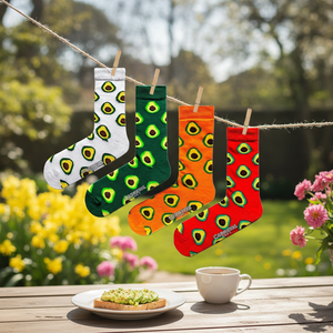 4-Piece Breathable Nylon Avocado Set Colorful Printed Crew and <b>Knee</b>-<b>Length</b> <b>Socks</b> with Custom Logo for Daily Use in Spring - Product Image 3