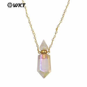 Collier à double point en cristal plaqué or pour femmes, WT-N1233, collier à quartz Aura, chapelet <span class=keywords><strong>de</strong></span> perles, bouteille <span class=keywords><strong>de</strong></span> <span class=keywords><strong>esprit</strong></span>, vente en gros - Product Image 4