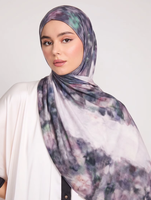 Hijab en jersey imprimé Bambi Ombre Olive, motif marbré tie-dye, toucher soyeux, durable et respirant, pour femmes musulmanes