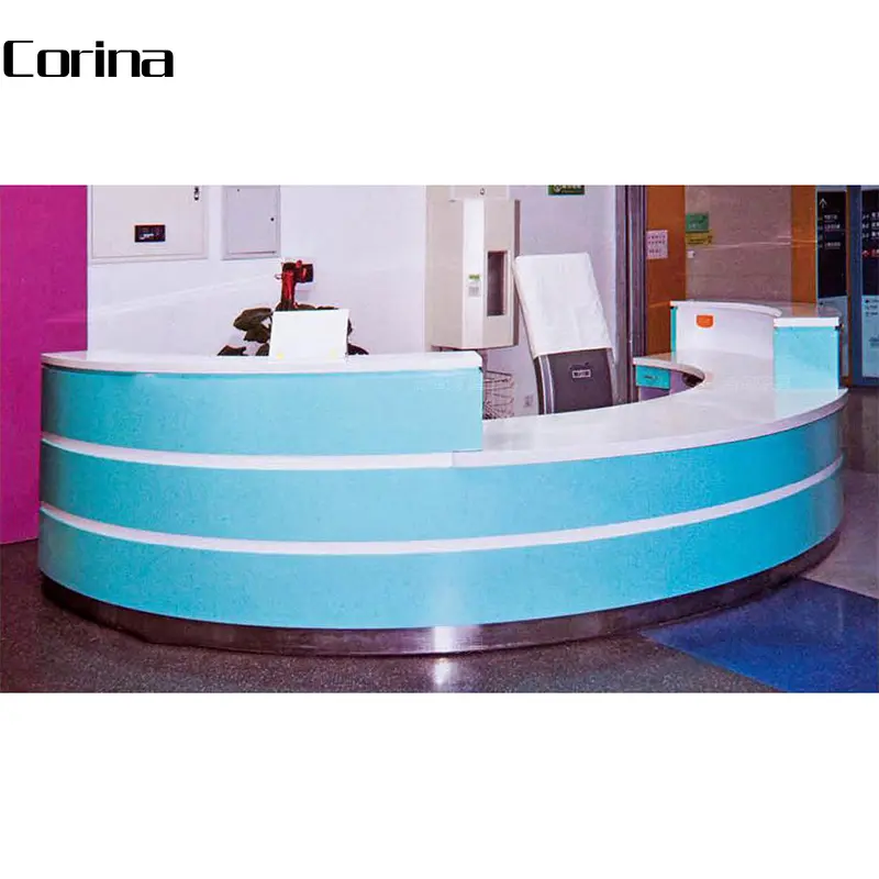 custom OEM modern artificial stone solid surface nurse satation semi circle reception desk