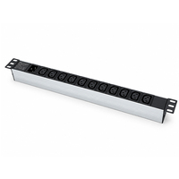 PDU encastrable 1U 19 pouces en alliage d'aluminium à 9 prises IEC C13 avec disjoncteur double