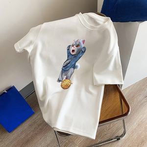 T-shirt vintage pour <span class=keywords><strong>homme</strong></span> à manches courtes et col rond avec logo lettré, 100 % coton pur, respirant, durable, anti-humidité, coupe ample, été - Product Image 2