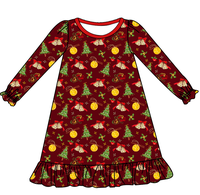 Ensemble de pyjamas de Noël pour filles Puresun, pyjamas pour enfants avec imprimé arbre de Noël, pyjamas à volants en coton doux, tenues de nuit OEM