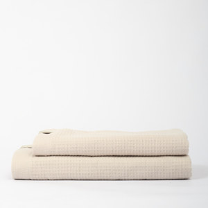 Ensemble de 2 serviettes en coton pour le visage et le bain, design gaufré à l'extérieur avec un côté intérieur doux sans torsion, pour la salle de bain et l'hôtel - Product Image 6