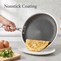 Poêle à crêpes antiadhésive 3 couches en acier inoxydable, poêle plate à induction alvéolée, poêle Tawa, poêle à dosa, poêle à tortilla, poêle à omelette, compatible four/lave-vaisselle