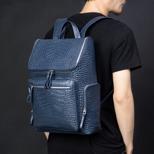 Sac à ordinateur portable de <span class=keywords><strong>luxe</strong></span> personnalisé en cuir véritable de crocodile vintage, grand sac à <span class=keywords><strong>dos</strong></span> pour hommes d'affaires en cuir d'alligator avec logo - Product Image 3