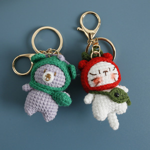 Vente en gros de mini pendentifs porte-clés en crochet faits main, animaux en fil Amigurumi (ours, chat, chaton), poupées, en vrac - Product Image 2