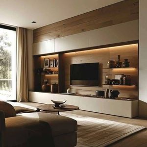 Set di Mobili da Soggiorno Porta <span class=keywords><strong>TV</strong></span> a U Moderno con Caminetto - Product Image 4