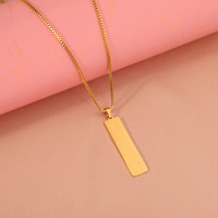 Pendentif rectangulaire vide en acier inoxydable personnalisable avec logo, multi-tailles, étanche, pour dropshipping, avec chaîne à maillons