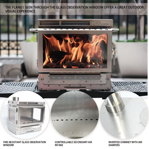 Poêle à <span class=keywords><strong>bois</strong></span> pour tente de camping d'hiver en acier inoxydable de haute qualité et à haute valeur calorifique INBESTCAMP ODM - Product Image 2