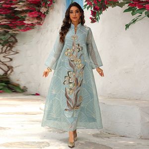 Ramadan Abayas Phụ Nữ Thanh Lịch Hồi Giáo Thêu Lưới Váy Dubai Abaya Thổ Nhĩ Kỳ Hồi Giáo Quần Áo Ma-rốc Jalabiya - Product Image 2
