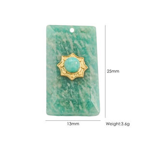 Breloque rectangle en pierre naturelle, pendentif en acier inoxydable, améthyste, quartz rose, pour la fabrication de bijoux, E146 - Product Image 5