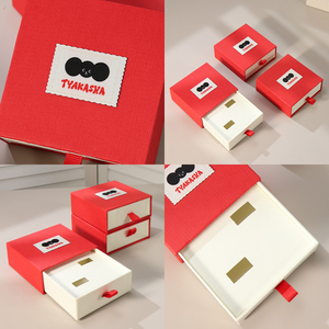 Customized Square Drawer Box Jewelry Box with Embossed Velvet Lining and <b>Drawstring</b> Closure for Necklace and Ring Packaging - Product Image 2