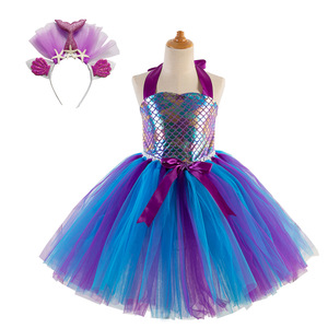 Abito da Sirena per Bambine, Costume in Tulle per Halloween e Natale, Stile Europeo e Americano - Product Image 2