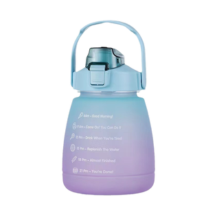 ขวดน้ำพลาสติก PET สีไล่ระดับ พร้อมหลอดดูด มีตัวบอกเวลา สร้างแรงบันดาลใจ เหมาะสำหรับกีฬากลางแจ้ง เด็กๆ ใช้ได้ ทนความร้อน - Product Image 1