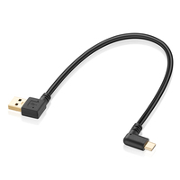 Bochara 3.0 ponsel USB 90 derajat, berlapis emas USB 3.0 Tipe a hingga 90 derajat Tipe C pria Kabel Data pelindung ganda untuk HDD Tablet ponsel pintar