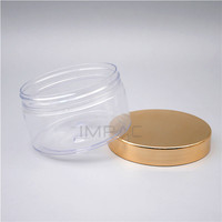 Pot en plastique PET à paroi simple et à large ouverture avec couvercle, emballage doré, 250 ml/250 g, pour soins de la peau