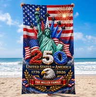 Serviette de bain absorbante à séchage rapide en microfibre douce, 250e anniversaire américain, couverture de plage avec drapeau américain pour la natation