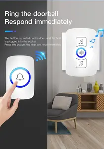 Factory Home Security 32 Music Timbre de puerta eléctrico inalámbrico de bienvenida opcional <span class=keywords><strong>con</strong></span> botón <span class=keywords><strong>pulsador</strong></span> - Product Image 4