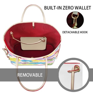 Nuova Borsa Tote Personalizzata Grande Capacità in Pelle Morbida Gialla Camo e Portafoglio, Borsa a Spalla con Stampa Camo Cloud, Set 2 Pezzi - Product Image 4