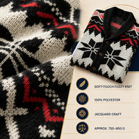 Suéter Cárdigan para Hombre con Cuello Chal, Diseño Nórdico Jacquard con Patrón Geométrico, Poliéster, Cierre de Botones, Tejido de Invierno, Venta al Por Mayor OEM