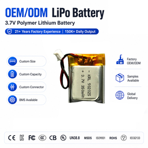 Bateria Recarregável de Íon de Lítio/Lítio KRL Grau 3.7V 902025 400mAh Tipo Pouch para IoT/Eletroeletrônicos, Certificada KC CE, 500 Ciclos - Product Image 1