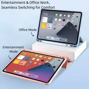 Funda inteligente plegable de cuero de silicona con ranura para bolígrafo para iPad 7th/8th/9th Gen y 10,5 \ "Pro Tablet Covers & Cases