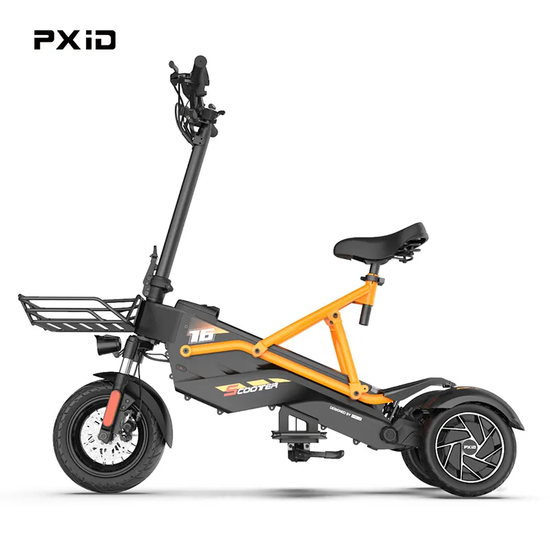 Trottinette électrique puissante à 3 roues, pliable avec siège, pour adulte, tricycle de distribution de nourriture, prix de détail F2-PXID