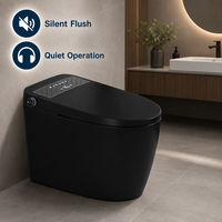 WC intelligent moderne de luxe avec bidet intégré, chasse d'eau automatique à commande au pied, en céramique noire mate