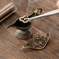 Brûleur d'encens en alliage de zinc style Aladdin, décoration islamique antique, artisanat métallique du Moyen-Orient
